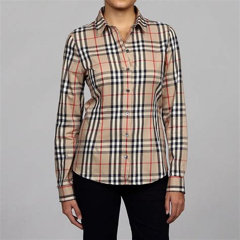 burberry plaid women's shirt|Burberry women's button down shirts.